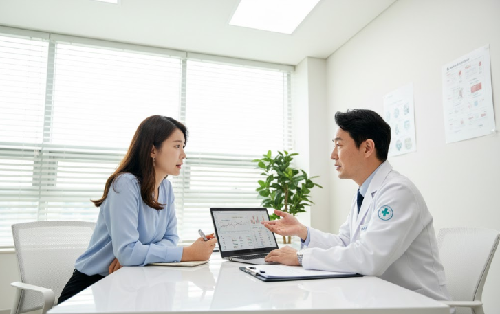 A patient consulting with her doctor about potential medication interactions, highlighting the importance of professional medical advice for supplements.