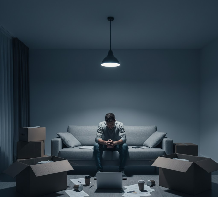 his image aims to depict the subtle yet persistent signs of chronic stress evolving into more serious mental health concerns, encouraging viewers to recognize and address these changes.