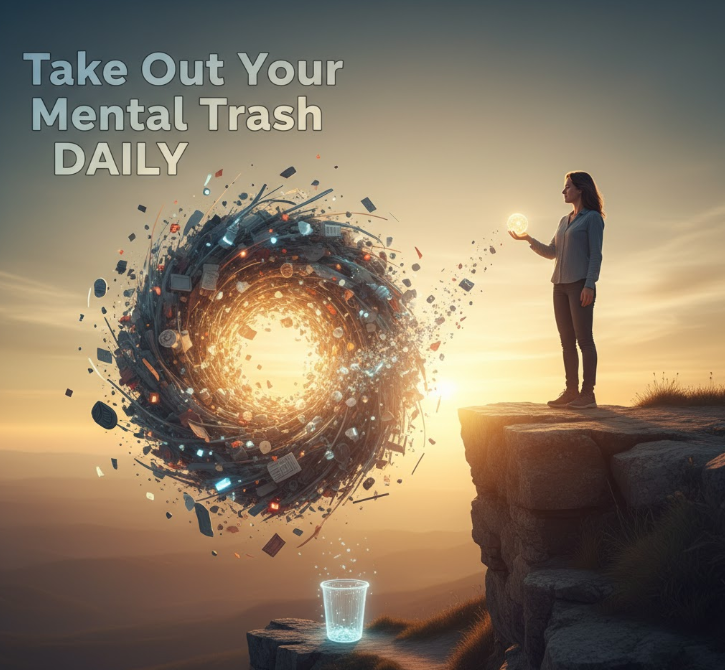 An image depicting an overflowing mind to visually represent the concept of mental clutter and overwhelm.