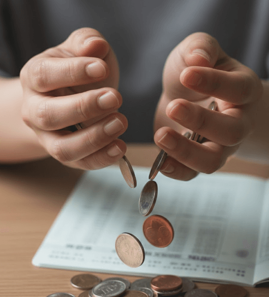 A woman stressed while checking her phone, thinking about how to save money and start budgeting for financial security.