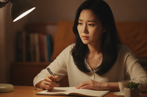 모니터의 빈 화면과 깜빡이는 커서 앞에서 글쓰기 막막해하는 모습