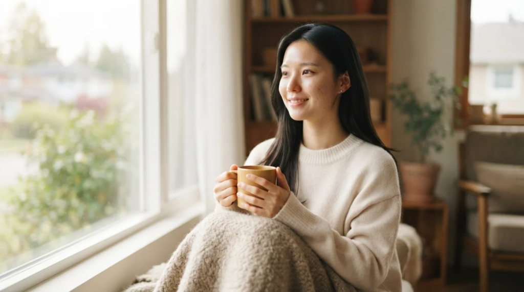 테이블에서 계산기를 들고 국민연금 납부액 조회 결과를 확인하는 남성