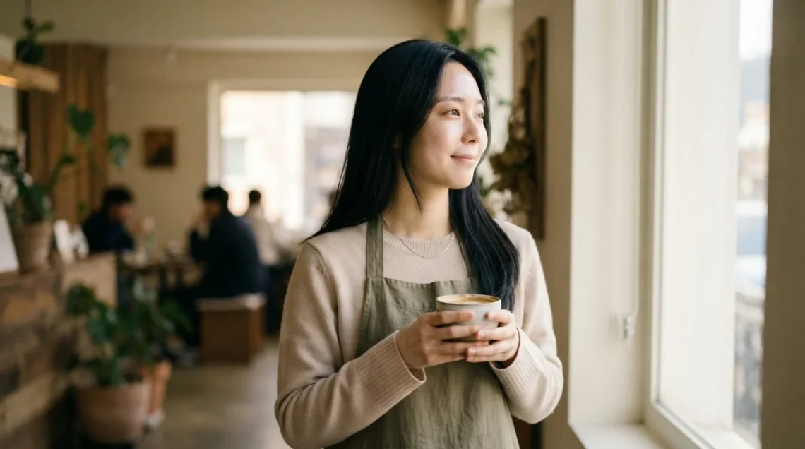 커피잔을 활용해 파이어족 자산 기준을 계산하는 모습.