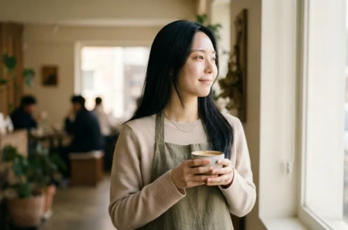커피잔을 활용해 파이어족 자산 기준을 계산하는 모습.
