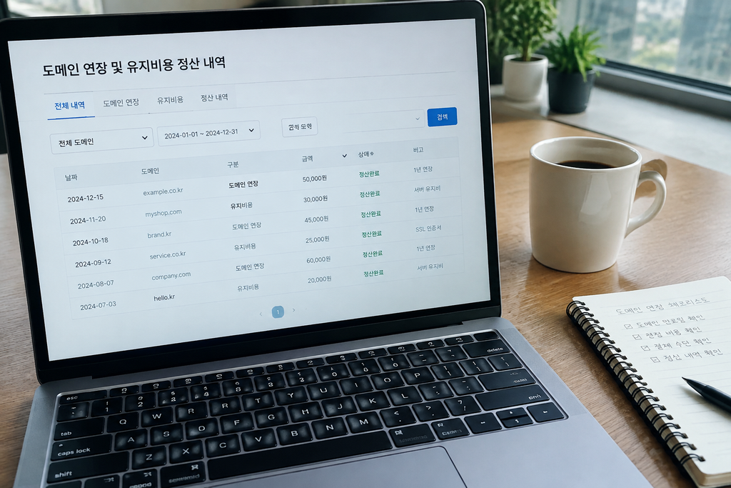 도메인 연장 및 유지비용 정산 내역