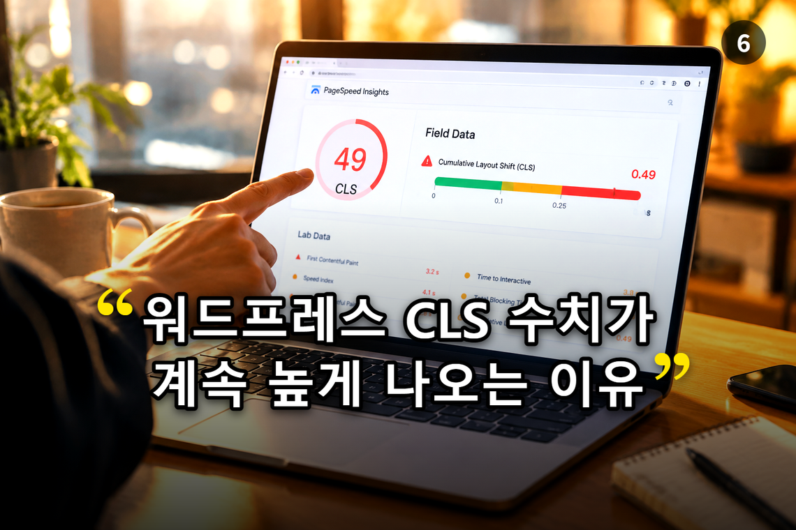 PageSpeed Insights 결과 화면 상단의 CLS 점수와 현장 데이터 표시