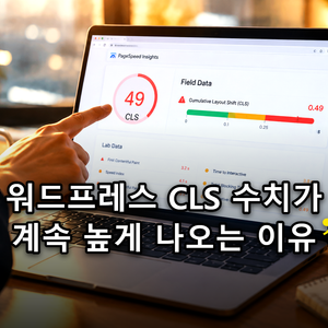 PageSpeed Insights 결과 화면 상단의 CLS 점수와 현장 데이터 표시